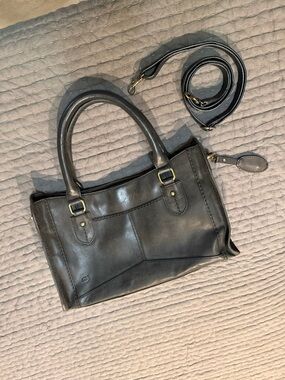 BORN Black Leather Satchel Handbag with Removable Strap